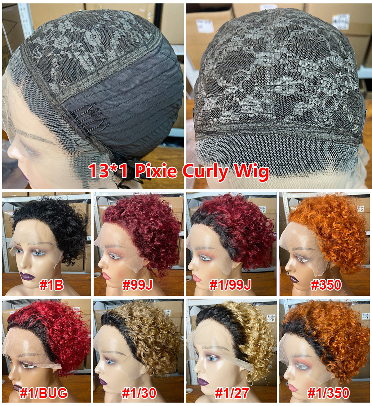 Perruque pixie en dentelle 13*1