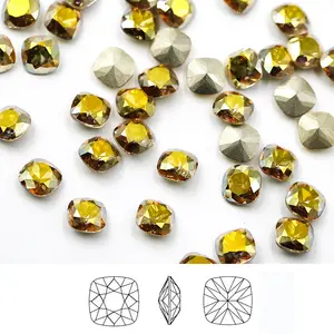 Paso Sico Super Shiny K9 Glass Sunshine Point Back glass stones foil backed with strong gold coating DIY