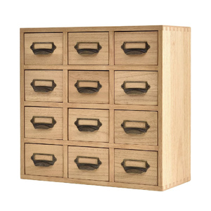 Organisateur de tiroirs rectangulaire en bois, <span class=keywords><strong>meuble</strong></span> de <span class=keywords><strong>rangement</strong></span> de bureau classique fait main, 12 tiroirs pour l'organisation de la maison et du bureau, poignées métalliques - Product Image 1