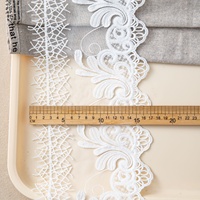 Dentelle en tulle de soie de lait à double grille de 16 cm de large, dentelle en maille brodée soluble dans l'eau pour la décoration de robes de mariée et de vêtements