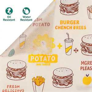 Neues Design 12 x 12 Zoll Rote Bunte BBQ-Küche Outdoor-Picknick Burger-Sandwich Einweg-Flachpapier-Verpackung für Lebensmittel - Product Image 2