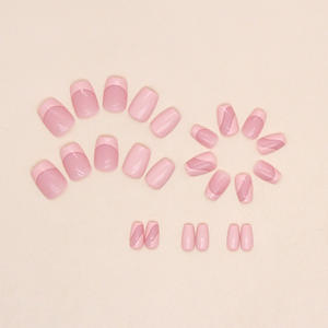 24 Uds <span class=keywords><strong>Color</strong></span> sólido <span class=keywords><strong>Rosa</strong></span> francés cuadrado <span class=keywords><strong>uñas</strong></span> postizas pegar en las <span class=keywords><strong>uñas</strong></span> prensa en las <span class=keywords><strong>uñas</strong></span> - Product Image 4