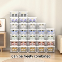 Nouveaux contenants à chaussures pliables transparents en plastique pour la maison, empilables, organisateurs, boîtes de rangement pour baskets