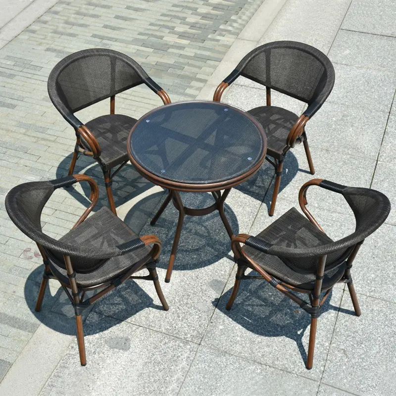 イベント用屋外テーブルと籐の椅子会議テーブル屋外家具ダイニングラウンドテーブルセットと籐の椅子モダン