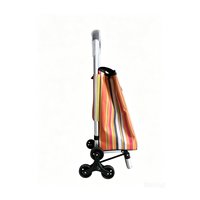 Chariot de courses utilitaire à trois roues, chariot monte-escaliers, pliable, léger, en aluminium anodisé, à rayures colorées, pour