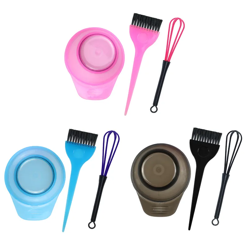 MJ 3Pcs/Set Salon Plastic Hair Coloring Tinting Tools Stick Comb Brush Hair Dyeing Kit Mixing Bowl