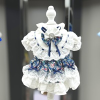 Robe de luxe vintage Lolita pour petite chienne, respirante, à imprimé floral, avec dentelle, volants et nœud en strass, en polyester, élégante