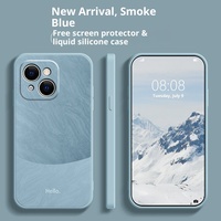 Casing HP Liquid Silicone Anti-Shock Full-Covering Minimalis Unik Trendy Desain Blok Warna Hewan untuk iPhone 14 Pro Max