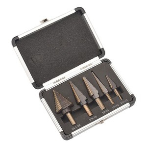 Factory Direct 5-Piece Electric Drill Bit Set Black/Yellow Pagoda Imperial <b>Step</b> Drill Triangular Shank Multipurpose Drilling - Product Image 1