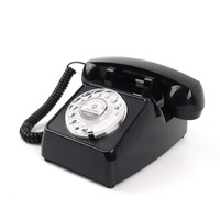 Téléphone vintage britannique/américain antique noir à cadran rotatif avec enregistrement vocal, livre d'or de mariage rechargeable au lithium