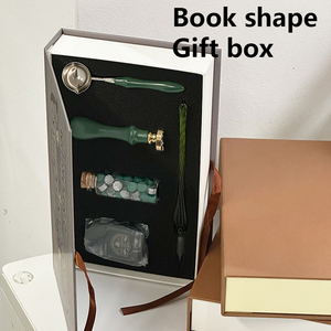 Set regalo con sigillo di cera personalizzato Set per timbro di vetro penna calamaio blu rosso giallo verde - Product Image 6