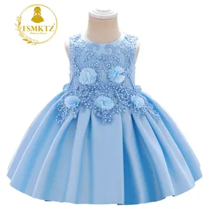 Boutique Flower Ruffle Elegante Party Prinzessin Kleid Erste Taufe Sommer Mädchen Baby Kleid