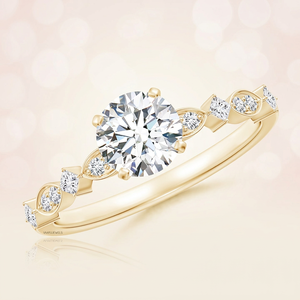Anillo de Compromiso Solitario de Diamante Cultivado en Laboratorio con Corte Redondo, Certificado por IGI, en Oro de 10K, 14K, 18K, Plata 925, 935 - Product Image 1