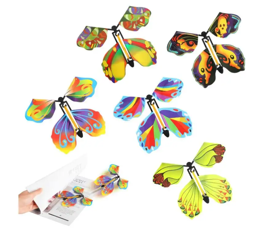Sihirli peri uçan kelebek lastik bant Powered rüzgar kelebek oyuncak sürpriz hediye veya parti oyun noel