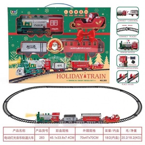 Train à vapeur télécommandé en plastique, jouet pour arbre de Noël, voiture sur rail 30-50cm, peut fumer, éclairer et diffuser de la musique, modèle EW25061972 - Product Image 4