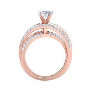 Bague esthétique plaquée or rose en forme de X croisé, sertie de pierres rondes, pour anniversaire ou mariage, bijou multi-rangs pavé pour femme - Product Image 2