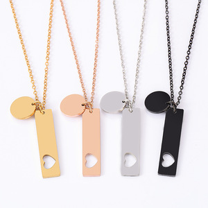 <span class=keywords><strong>Collana</strong></span> in Acciaio Inossidabile <span class=keywords><strong>con</strong></span> Piccolo Cerchio a Cuore Traforato, Etichetta Vuota per Incisione Laser, Logo e Stampa a Colori - Product Image 1