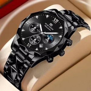 VA VA VOOM Luxury Fashion Business Men's Stainless Steel Quartz Watch Waterproof Luminous Date Glass Leather Strap <b>Model</b> 2471 - Product Image 3