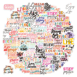 Lot de 100 autocollants motivants, étoiles holographiques, paillettes, autocollants en vinyle imperméables, autocollants adhésifs imprimés, autocollants découpés pour bagages - Product Image 1