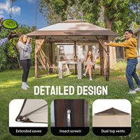 Tonnelle escamotable en métal, abri portable imperméable avec moustiquaire pour terrasse extérieure et fêtes de jardin