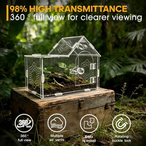 Terrario <span class=keywords><strong>de</strong></span> Acrílico para Araña Saltarina, con Cierre Magnético, Ligero, Transparente y Ventilado, para Interiores - Product Image 2