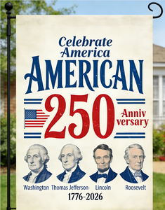 250th USA 花园旗帜 12x18 英寸，粗麻布双面爱国旗帜，适合 7 月 4 日户外使用 - Product Image 2