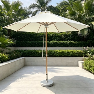 Venta al por mayor al aire libre para todo tipo de clima <span class=keywords><strong>sombrilla</strong></span> marco de aluminio con acabado de <span class=keywords><strong>madera</strong></span> <span class=keywords><strong>3</strong></span> <span class=keywords><strong>metros</strong></span> <span class=keywords><strong>sombrilla</strong></span> de playa redonda para Resort junto a la piscina - Product Image 1
