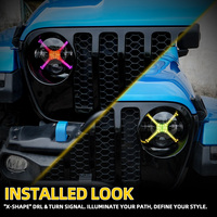 Phares ronds fumés de 9 pouces de style X avec feux de circulation diurne RVB compatibles avec les modèles Jeep Wrangler JL/JLU de 2018 à 2025.
