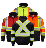 Veste de sécurité réfléchissante à haute visibilité bicolore avec tissu Oxford 300D et doublure thermique pour les travailleurs du bâtiment en hiver