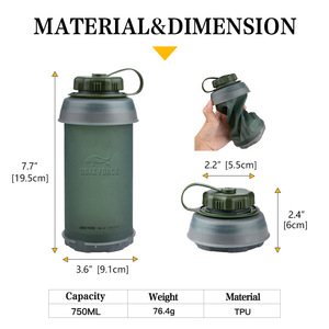 Gbaz Force Outdoor <b>Water</b> <b>Bottle</b> <b>750Ml</b> Portable Foldable Green Tpu For Sports - Product Image 3