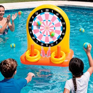 2-in-1 <b>Inflatable</b> <b>Pool</b> Dartboard & Ring Toss Game Set - Product Image 1