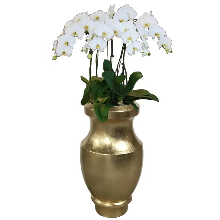 Grand Vase de fleurs en feuille d'or, Art artisanal, sculpté, pour Pot de fleurs, vente en gros, usine, nouveau, 1 pièce