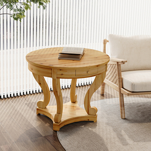 Table de salle à manger ronde de petite taille de style farmhouse, table d'appoint, table basse pour <span class=keywords><strong>dinette</strong></span>, cuisine, salle à manger ou salon - Product Image 3