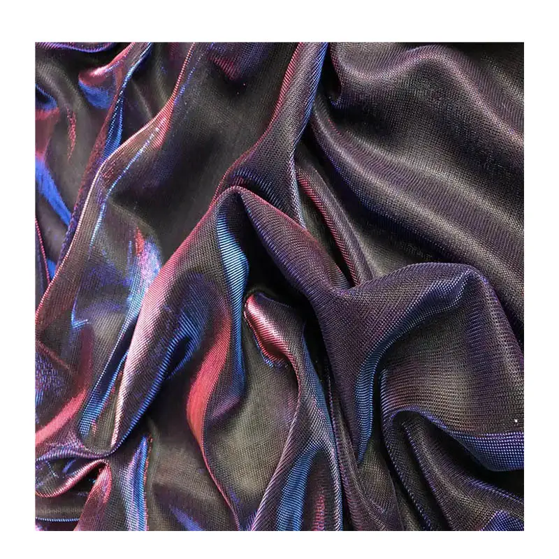 Factory sale Slide Silk Metallic Metal Color Soft Pleated Dress Fabric For Dress Bright Slide cloth Pleated Mesh Net Fabric