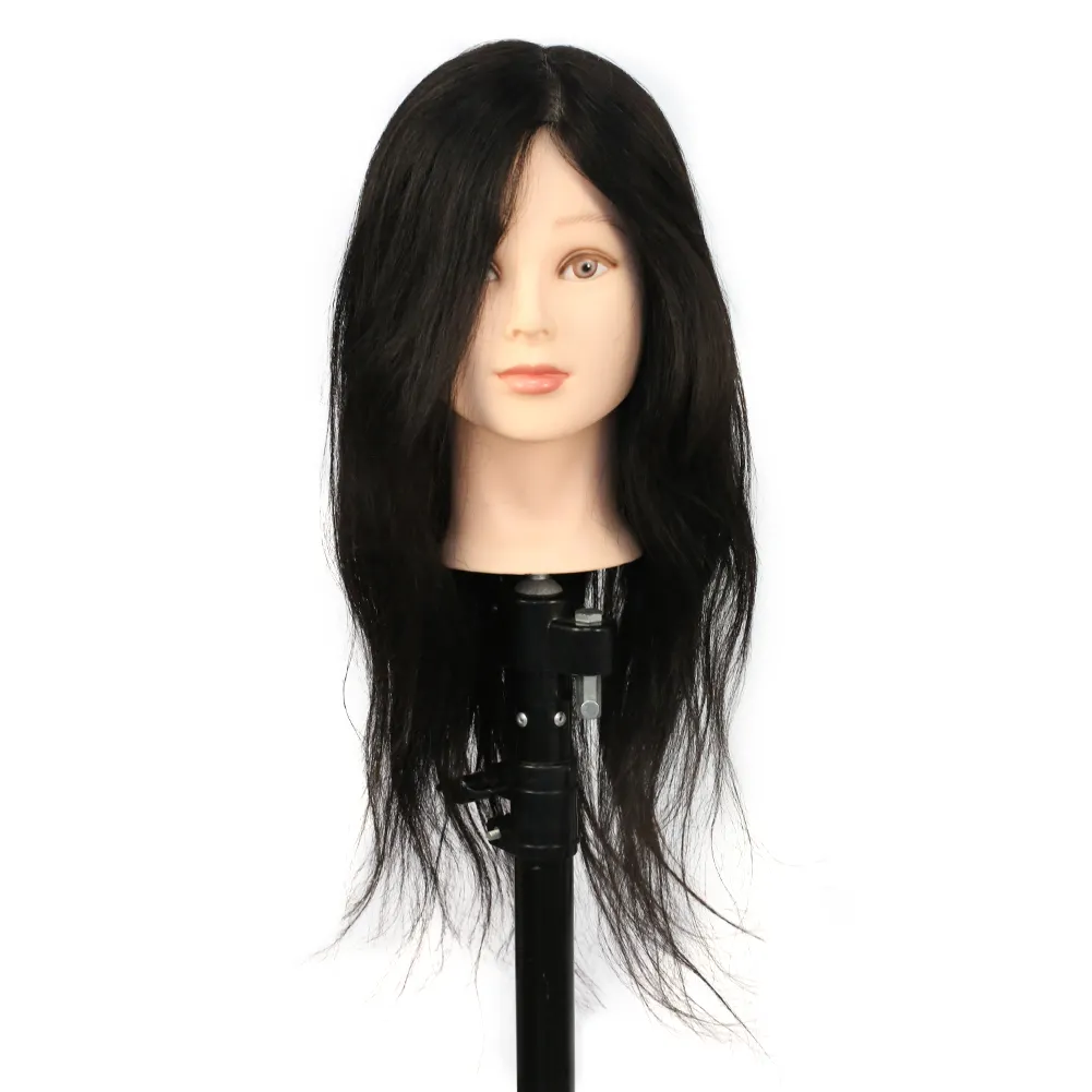Handmade thick and long size soft hairstyle beauty school teaching brown plastic human hair training head