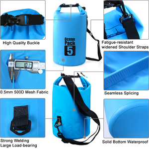 Su geçirmez kuru çanta 5L özel Logo 500D PVC kamp yürüyüş botla sırt çantası Kayak okyanus paketi çuval spor plaj dişli - Product Image 3