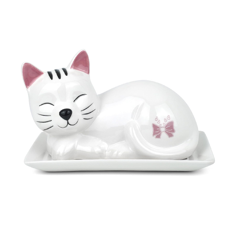 Navy Stripe Butter Dish with Lid