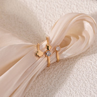 Ensemble de bagues ajustables en laiton étanche plaqué or 18 carats avec moissanite et zircon, style Art Déco, pour homme et femme, Anillos