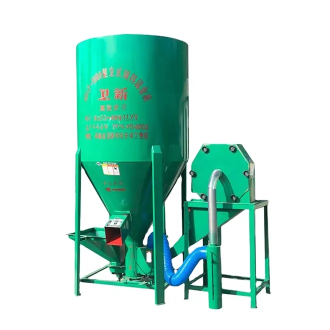 1000Kg electric motor carbon steel farms vertical cereal powder poultry grain domestic animal feed mixer grinder