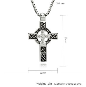 Fashion Jewelry Geometric <strong>Celtic</strong> Knot Stainless Steel <strong>Cross</strong> Pendant <strong>Necklace</strong> with Link Chain for Men Wedding Anniversary Party - Product Image 2