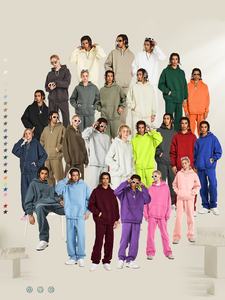 Custom Logo Winter Men's <b>Fleece</b> Hooded Sweatshirt Full Sleeve Oversize Sportswear Unisex Hoodies Sweatpants Sets Sportswear - Product Image 2