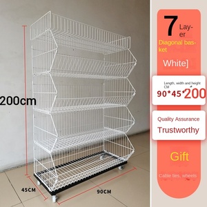 Prateleira de Lanches para Supermercado e Loja de Conveniência, Rack de Exibição Móvel em Camadas com Cesta Diagonal - Product Image 4