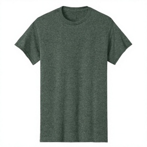 Camiseta de punto de manga corta con cuello redondo, 100% algodón, estampado puff frontal, estilo urbano, corte holgado, color liso, transpirable, heather. - Product Image 2