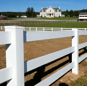 Cerca para Caballos de 3 Rieles, 4.5 pies de Altura, Plástico Blanco PVC Vinilo Ecológico y Fácil de Montar con Modelado 3D para Rancho o Corral - Product Image 3