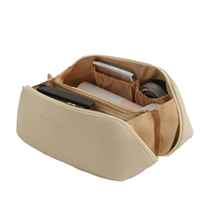 Zhuochen Women's Classic Fashion Leather <b>Makeup</b> Bag Zipper Closure Waterproof Toiletry Pouch Travel Letter Pattern Cosmetic <b>Case</b> - Product Image 1