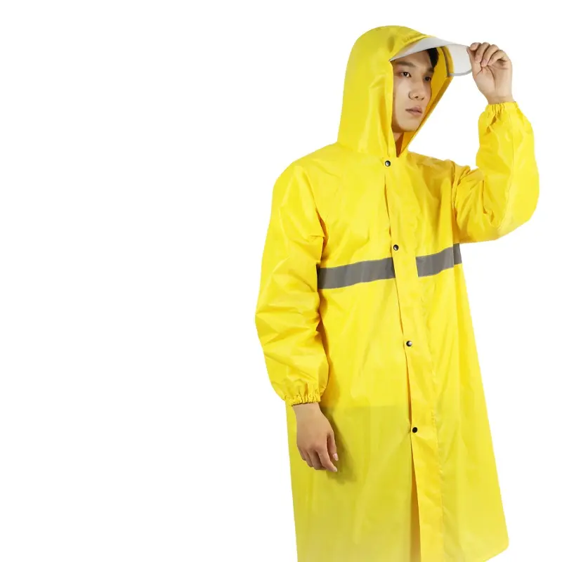 The source factory produces waterproof belt buckle pvc fabric heavy duty raincoat adult