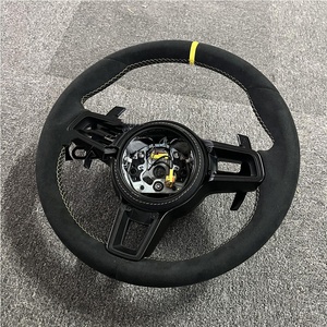 Volante Deportivo de Cuero Negro YLC de 3 Radios Estándar para <span class=keywords><strong>Porsche</strong></span> Panamera Cayenne Macan 718 911 918 997 991 970 971 <span class=keywords><strong>Boxster</strong></span> - Product Image 5