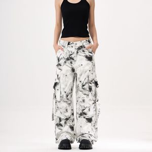 กางเกงขายาวมัดย้อมสำหรับผู้ชายกางเกงขากว้างทรงหลวมแบบอเมริกันย้อนยุค - Product Image 1