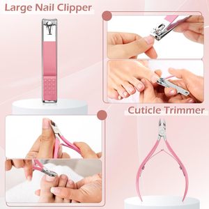 Kit Manicure donna Premium con tagliaunghie per cuticole Trimmer spintore lima per unghie in vetro per la cura delle unghie personali - Product Image 3