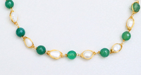 Collier pour femme Lucy Jewelry, vente flash, perles d'eau douce baroques naturelles faites à la main, onyx vert, perles en or 14 carats, qualité AAAAA